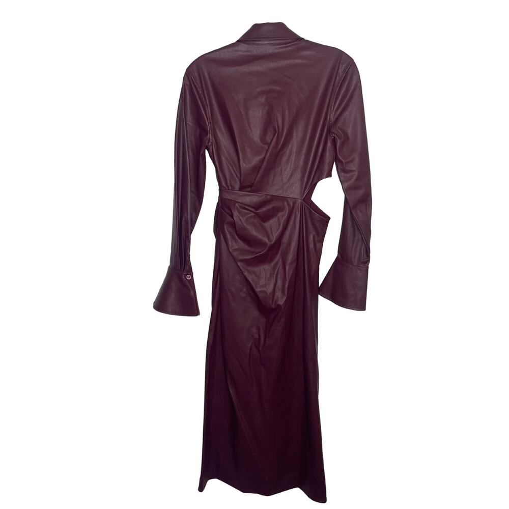 Jonathan Simkhai Burgundy Leather Midi Dress - Picture 4 of 16